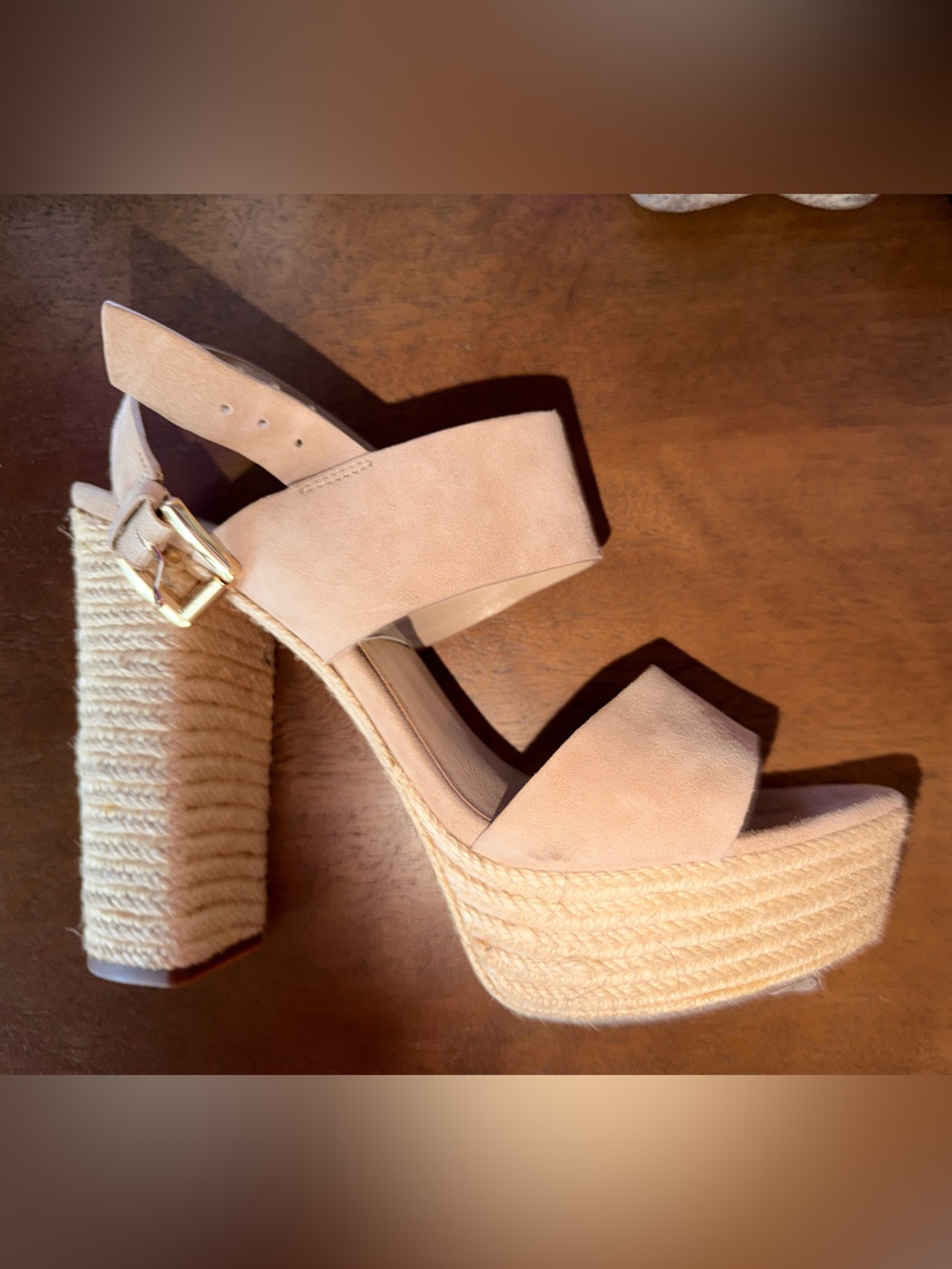 Michael Kors Nude Suede Espadrille Block Heel
Wedge!